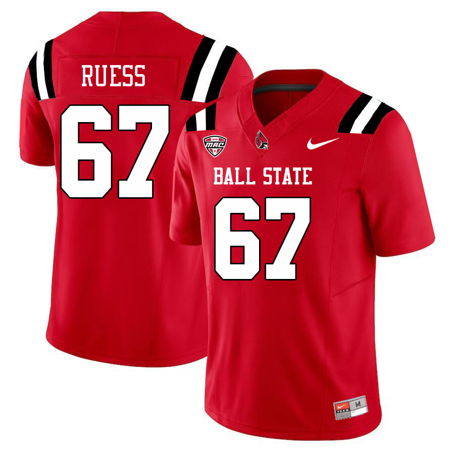 Ball State Cardinals #67 Jackson Ruess College Football Jerseys Stitched Sale-Cardinal